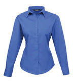 Women's poplin long sleeve blouse Royal