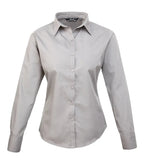 Women's poplin long sleeve blouse Silver