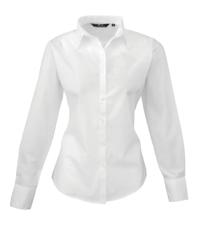 Women's poplin long sleeve blouse White