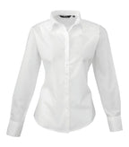 Women's poplin long sleeve blouse White