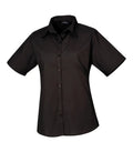 Women's short sleeve poplin blouse Black