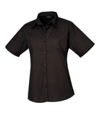 Women's short sleeve poplin blouse Black
