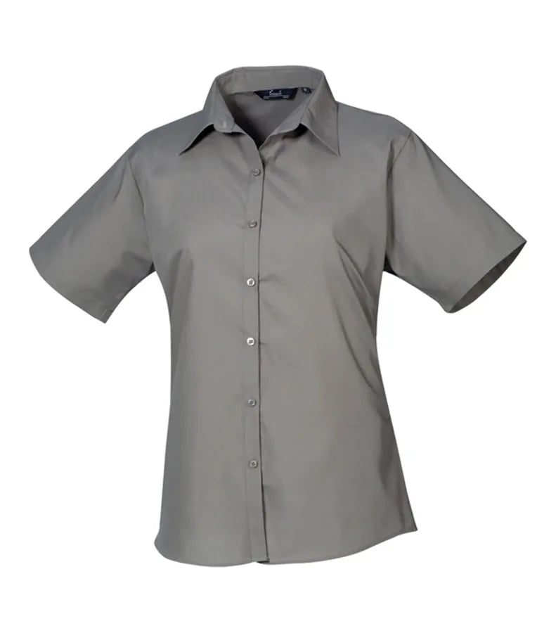 Women's short sleeve poplin blouse DarkGrey
