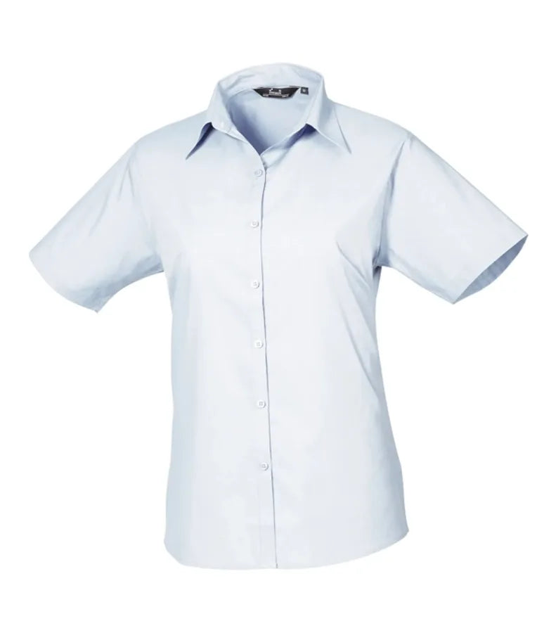 Women's short sleeve poplin blouse LightBlue