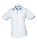 Women's short sleeve poplin blouse LightBlue