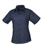 Women's short sleeve poplin blouse Navy