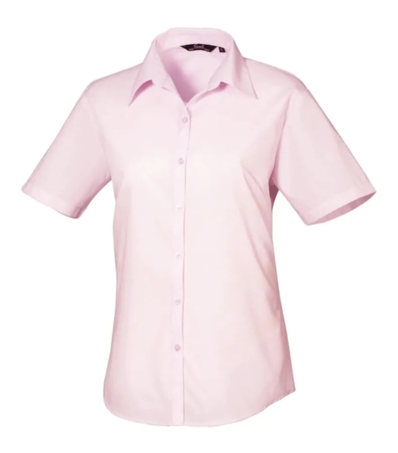 Women's short sleeve poplin blouse Pink