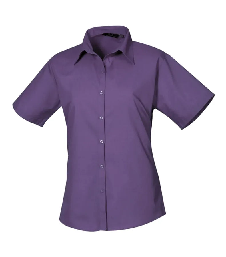 Women's short sleeve poplin blouse Purple