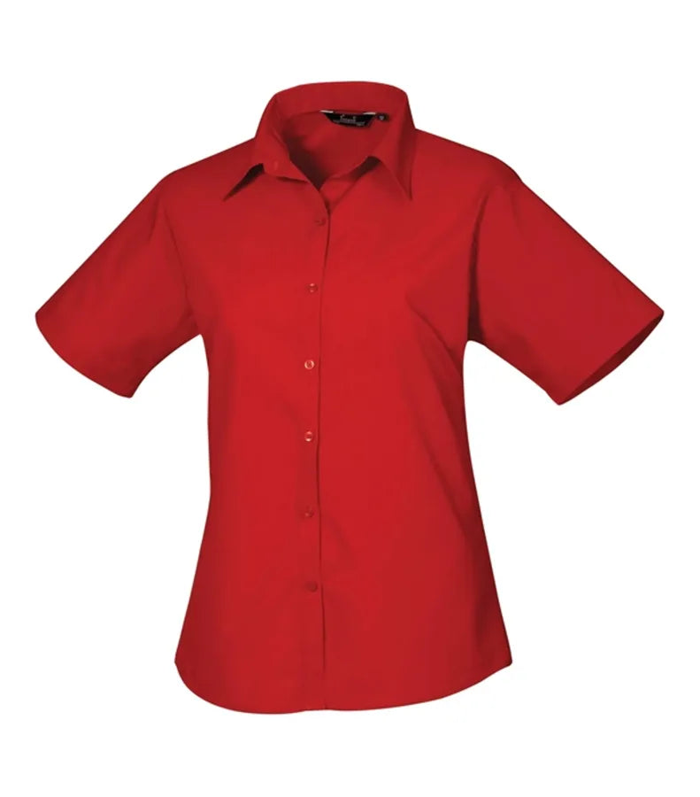 Women's short sleeve poplin blouse Red