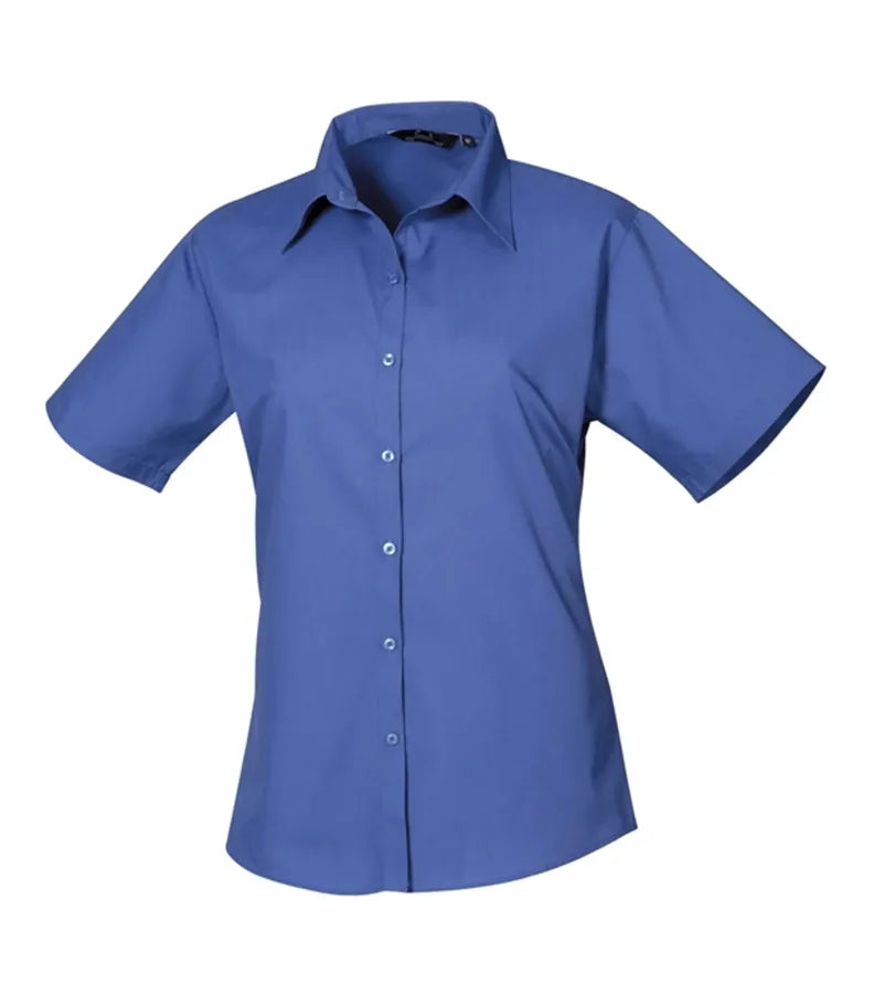 Women's short sleeve poplin blouse Royal
