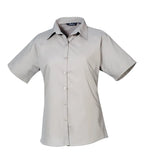 Women's short sleeve poplin blouse Silver