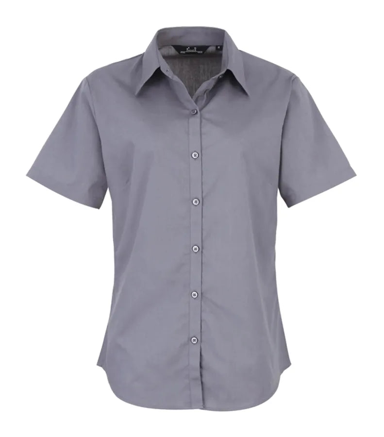 Women's short sleeve poplin blouse Steel