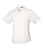 Women's short sleeve poplin blouse White