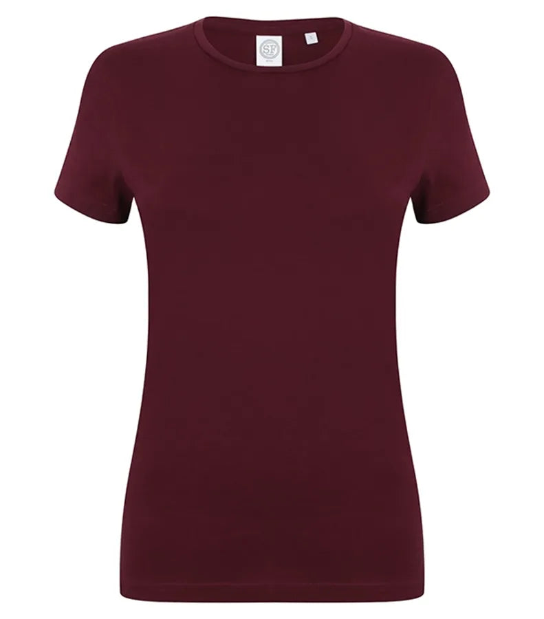 Ladies Feel Good Stretch T-Shirt Burgundy