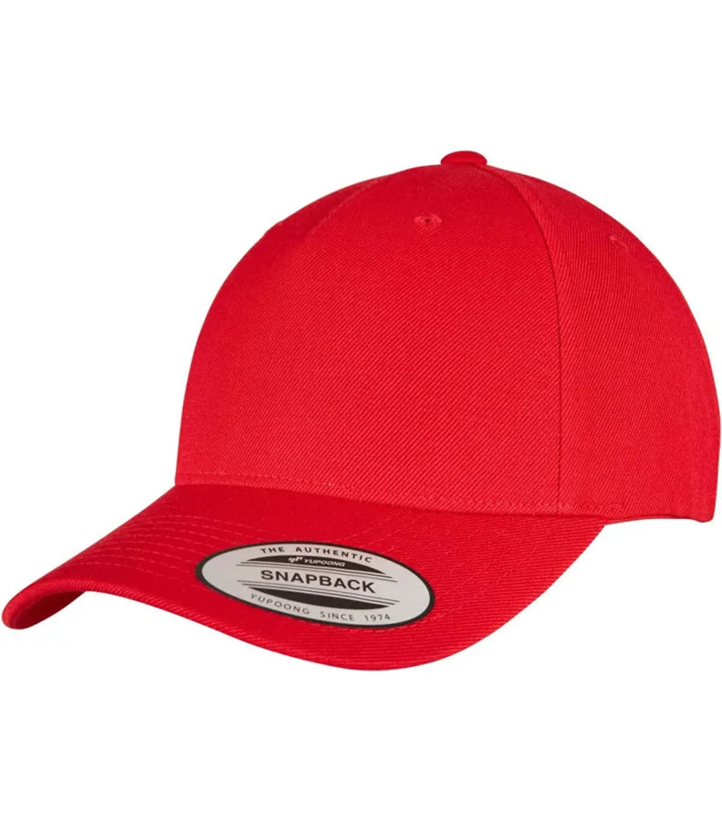 YP Classic 5-Panel Prem Curved Visor Snapback Cap Red
