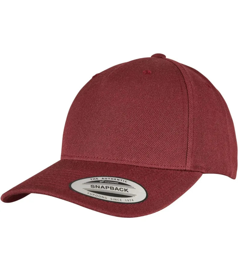 YP Classic 5-Panel Prem Curved Visor Snapback Cap Maroon