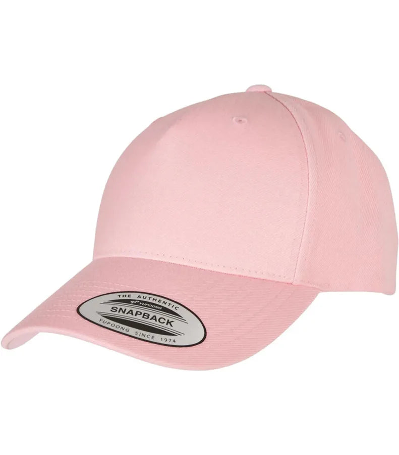YP Classic 5-Panel Prem Curved Visor Snapback Cap PrismPink