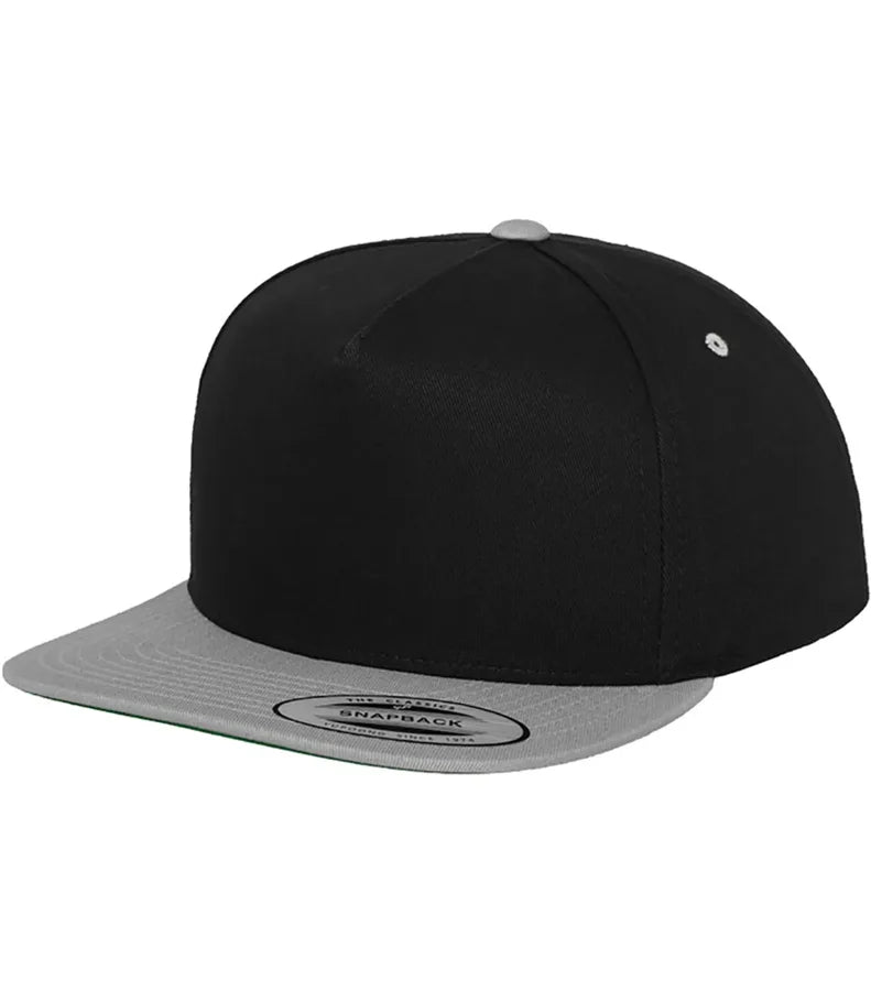 Classic 5 Panel Snapback 2 Tone Black/Silver