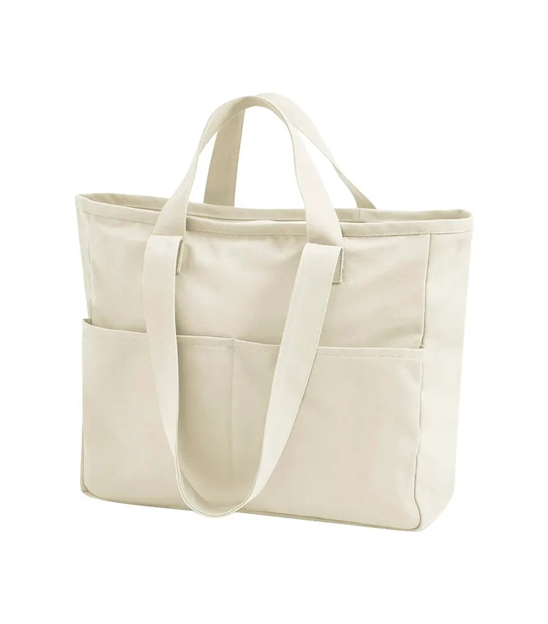 Double Handle Cargo Pocket Bag Natural