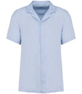 Men’s linen shirt with bowling neckline LinenBlue