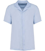 Men’s linen shirt with bowling neckline LinenBlue