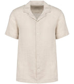 Men’s linen shirt with bowling neckline Linen