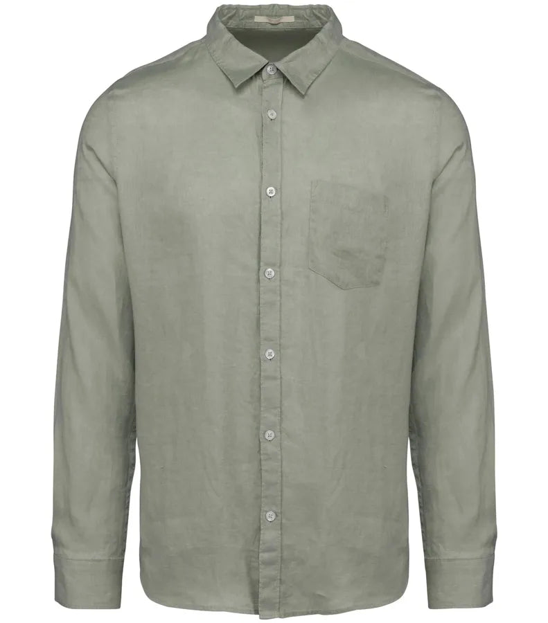 Men's Linen Shirt AlmondGreen