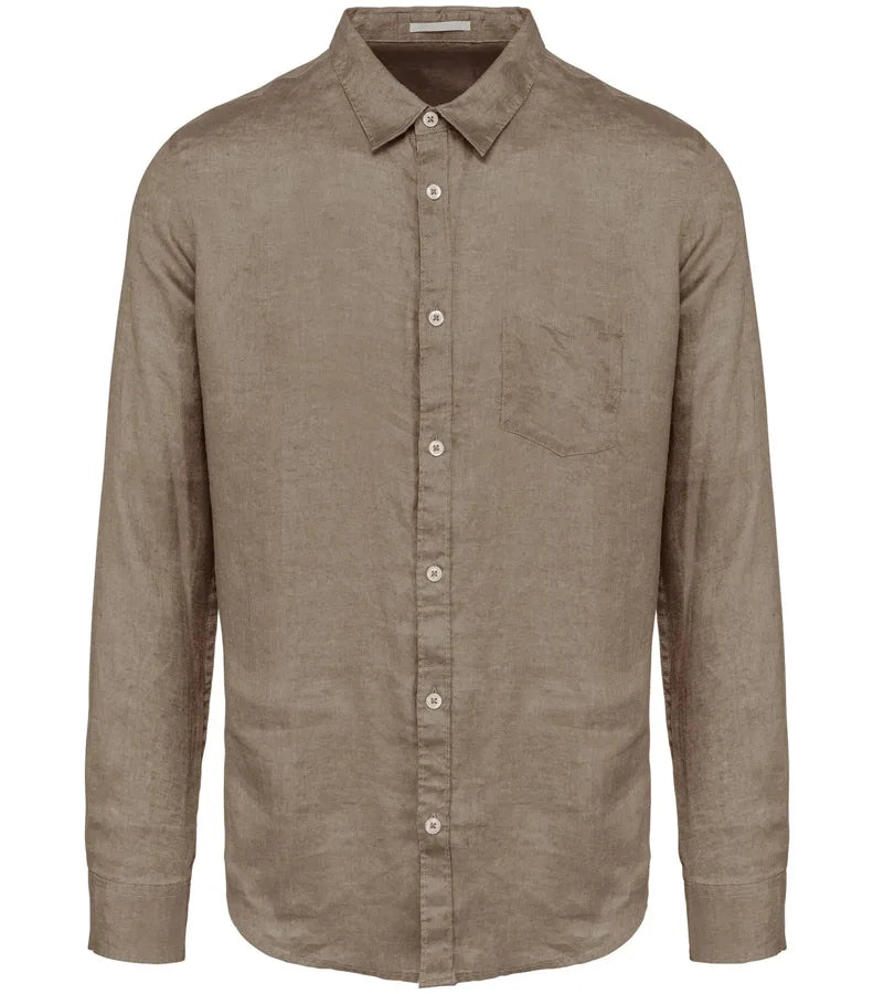 Men's Linen Shirt CreamCoffee