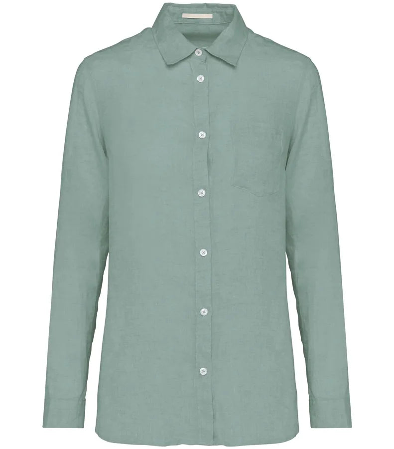 Ladies' Linen shirt JadeGreen