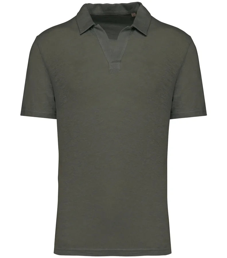 Men’s Linen Polo Shirt OrganicKhaki