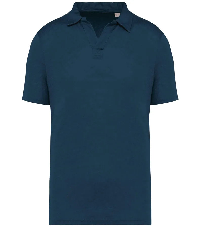 Men’s Linen Polo Shirt PeacockBlue