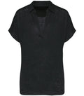 Ladies’ linen polo shirt Black