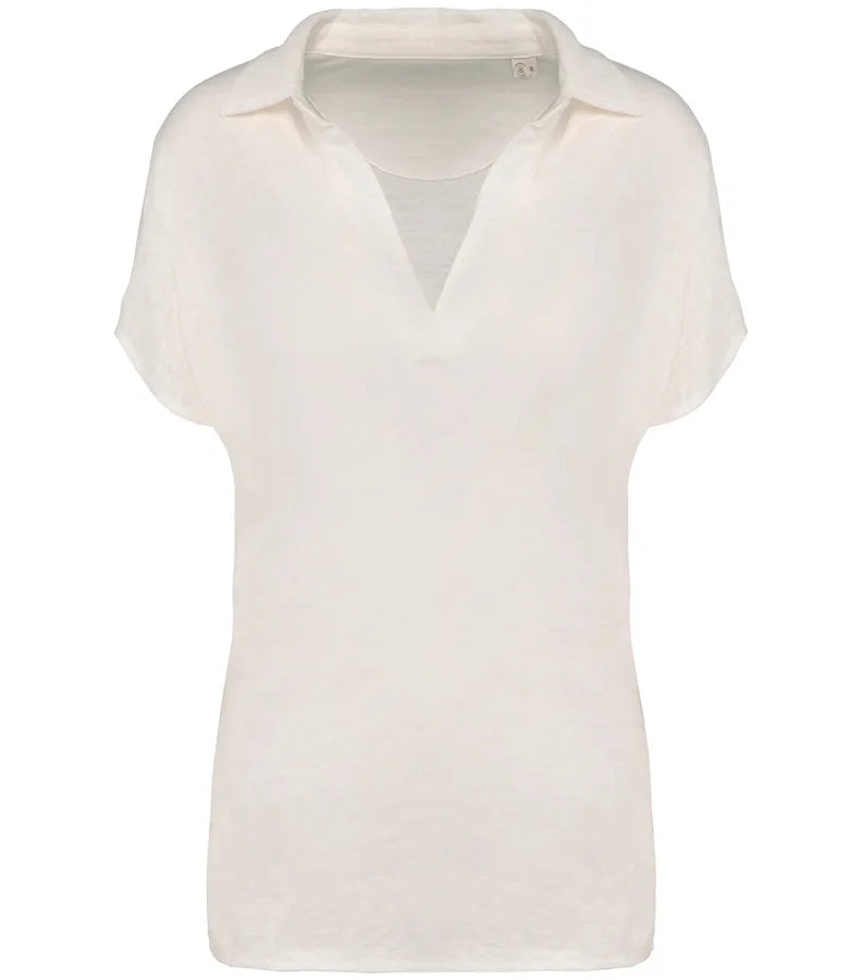Ladies’ linen polo shirt Ivory