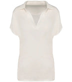 Ladies’ linen polo shirt Ivory