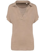 Ladies’ linen polo shirt WetSand