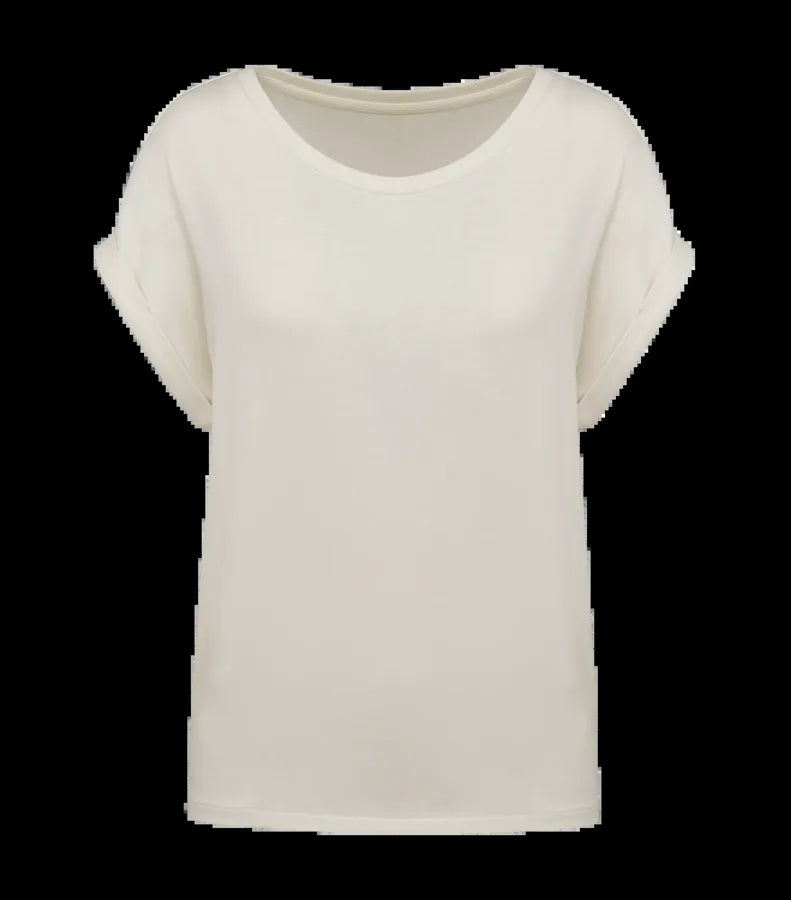 Eco-Friendly Ladie's Rolled-Up Sleeves T-shirt Ivory