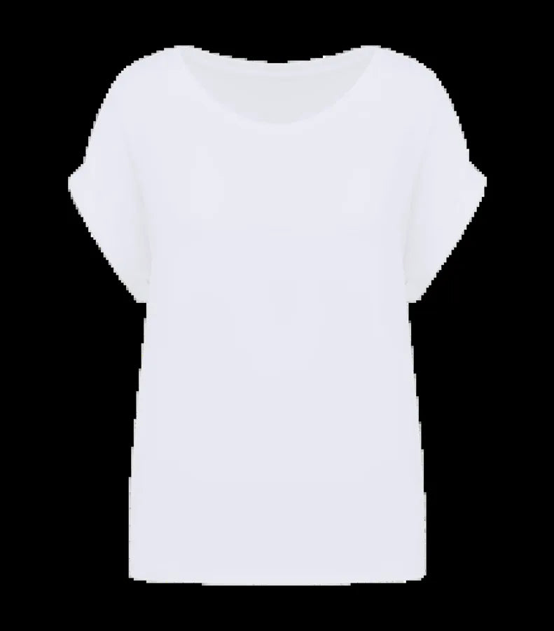 Eco-Friendly Ladie's Rolled-Up Sleeves T-shirt White