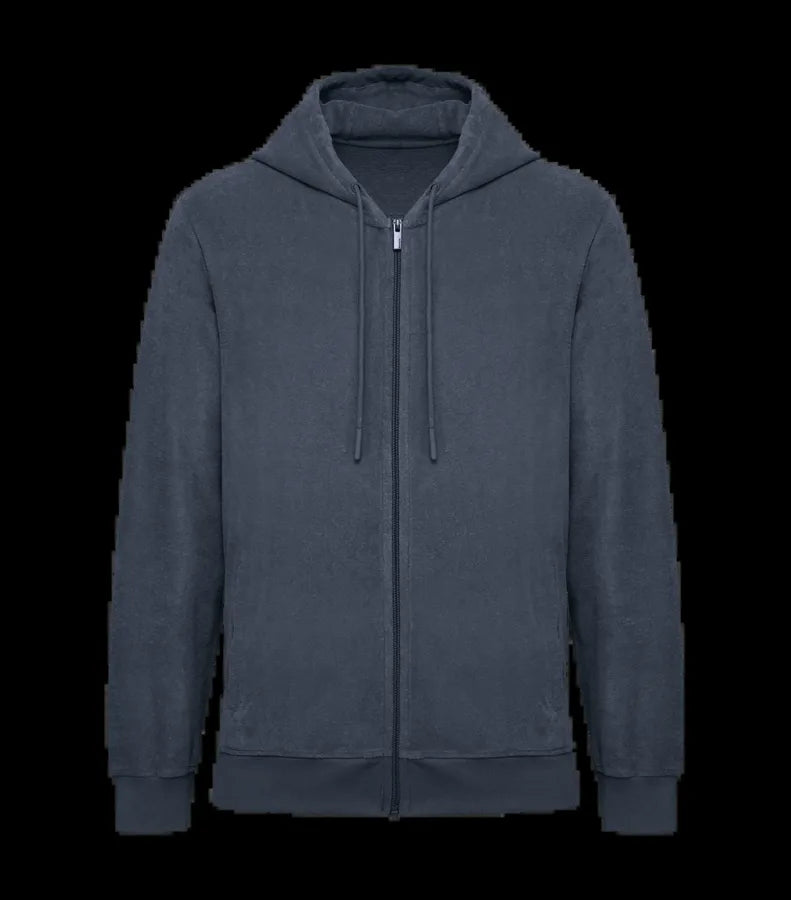 Eco-Friendly Men's Terry Towel Full Zip Hoodie NavyBlue