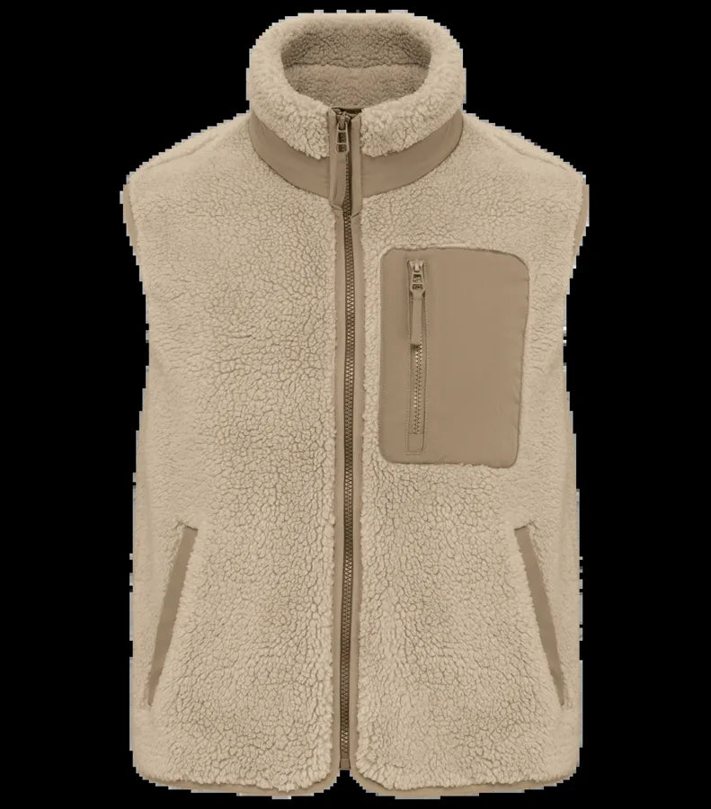 Unisex Eco-Friendly Sherpa Bodywarmer WetSand/Driftwood