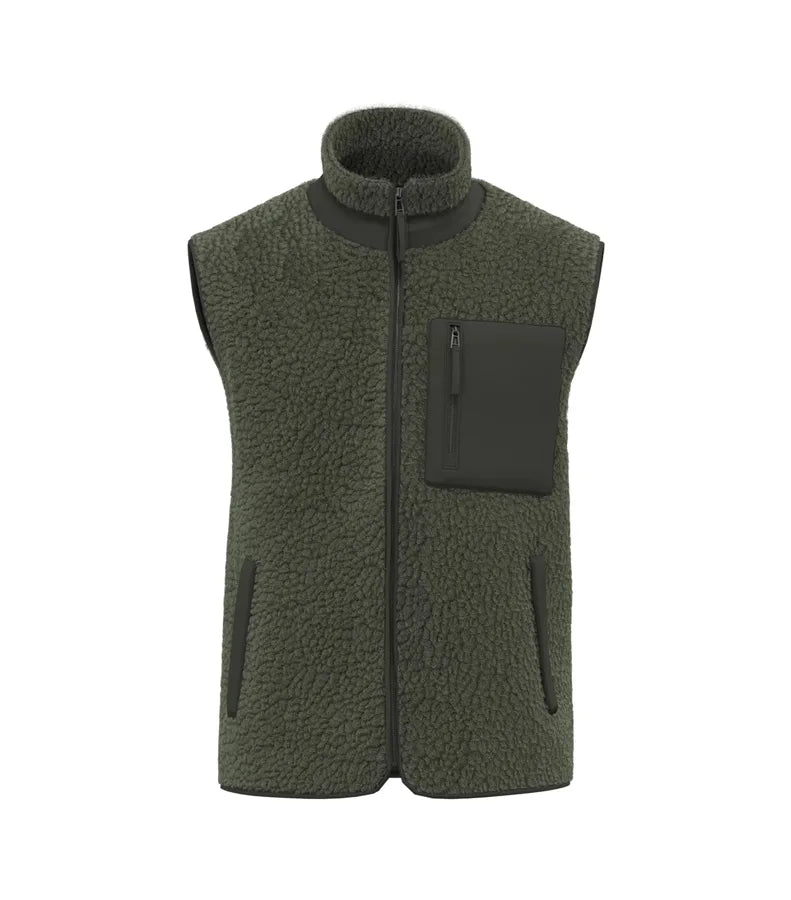 Unisex Eco-Friendly Sherpa Bodywarmer ForestKhaki/DarkForestKhaki