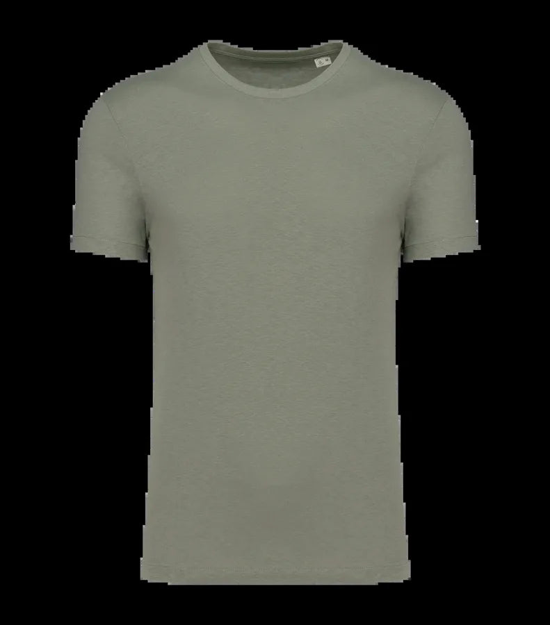 Eco-Friendly Unisex Organic Cotton and Linen T-shirt AlmondGreen