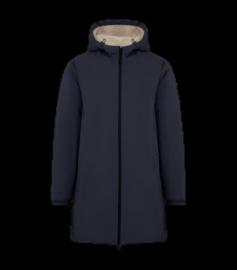 Eco-Friendly Unisex Sherpa-Lined Waterproof Jacket NavyBlue