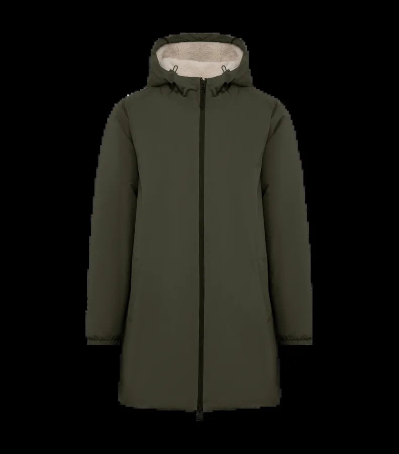 Eco-Friendly Unisex Sherpa-Lined Waterproof Jacket OrganicKhaki