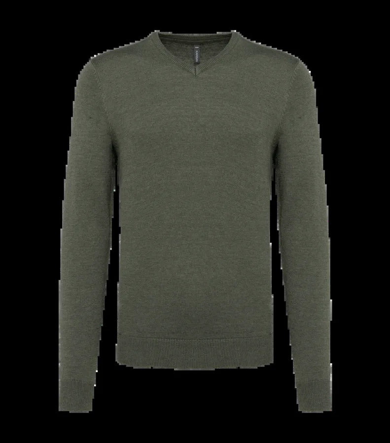 Men's V-Neck Jumper GreenMarbleHeather
