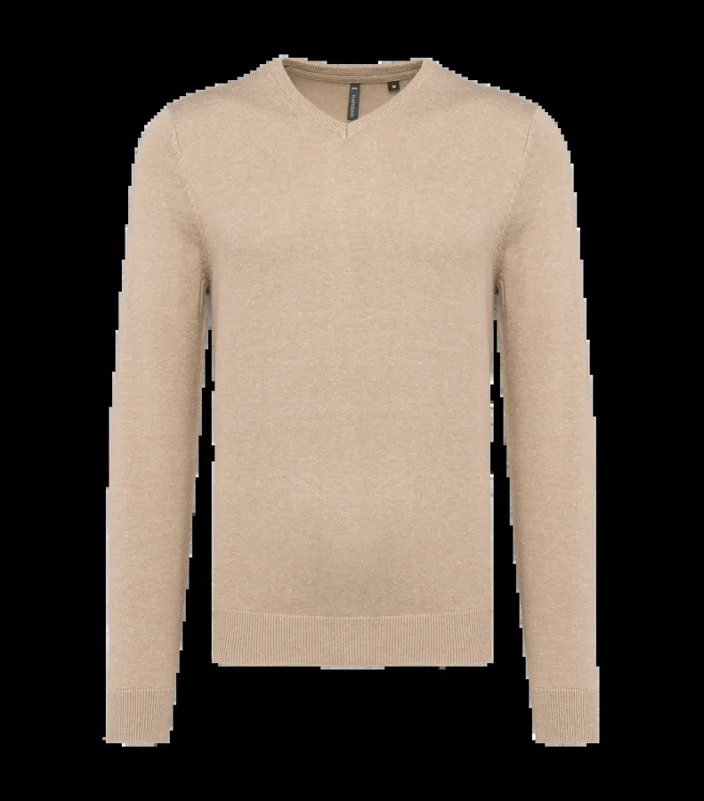 Men's V-Neck Jumper BeigeHeather