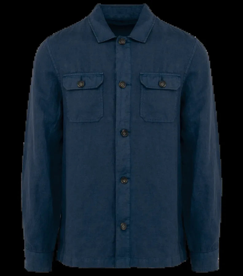Men's linen washed effect overshirt WashedNavyBlue