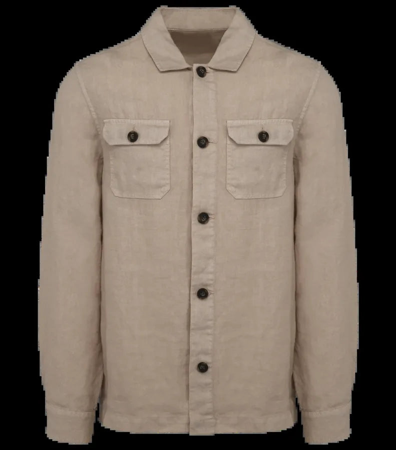 Men's linen washed effect overshirt WashedLinenSand