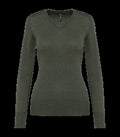 Ladies' V-Neck Jumper GreenMarbleHeather