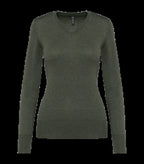Ladies' V-Neck Jumper GreenMarbleHeather