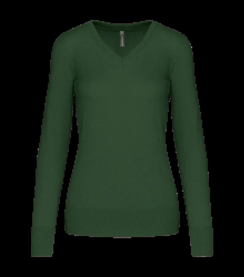Ladies' V-Neck Jumper ForestGreen